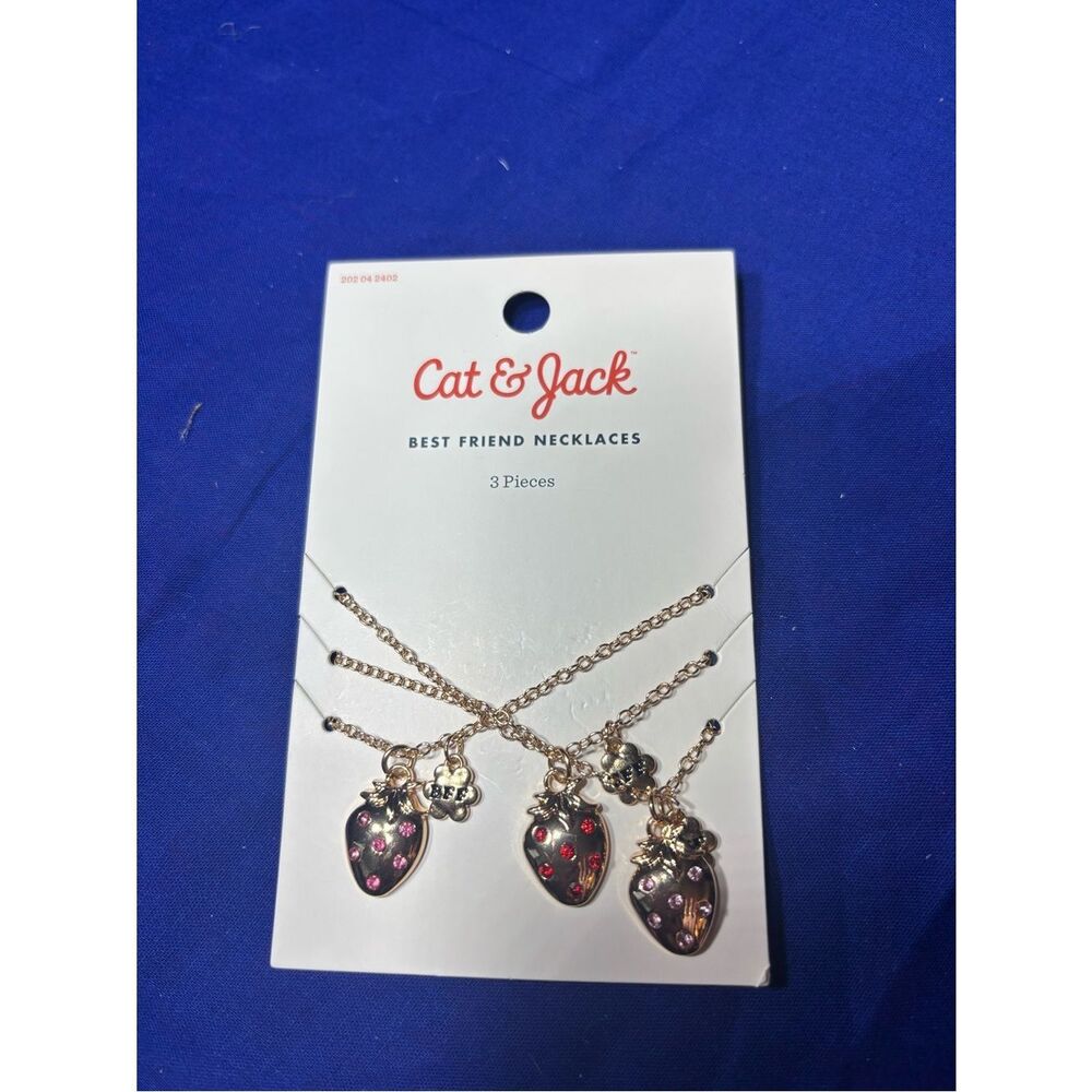 New Cat & Jack Gold Strawberry Best Friend Necklace Trio - Pink & Red Accents
